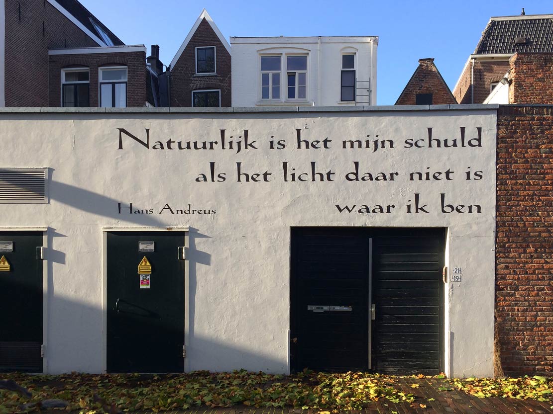 Zonlicht op gedicht<br>
Deventer NL, 29 oktober 2017