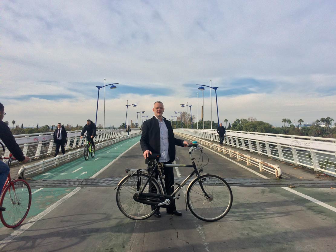 Richard Rijnvos en la bicicleta<br>Sevilla, 18 december 2018
